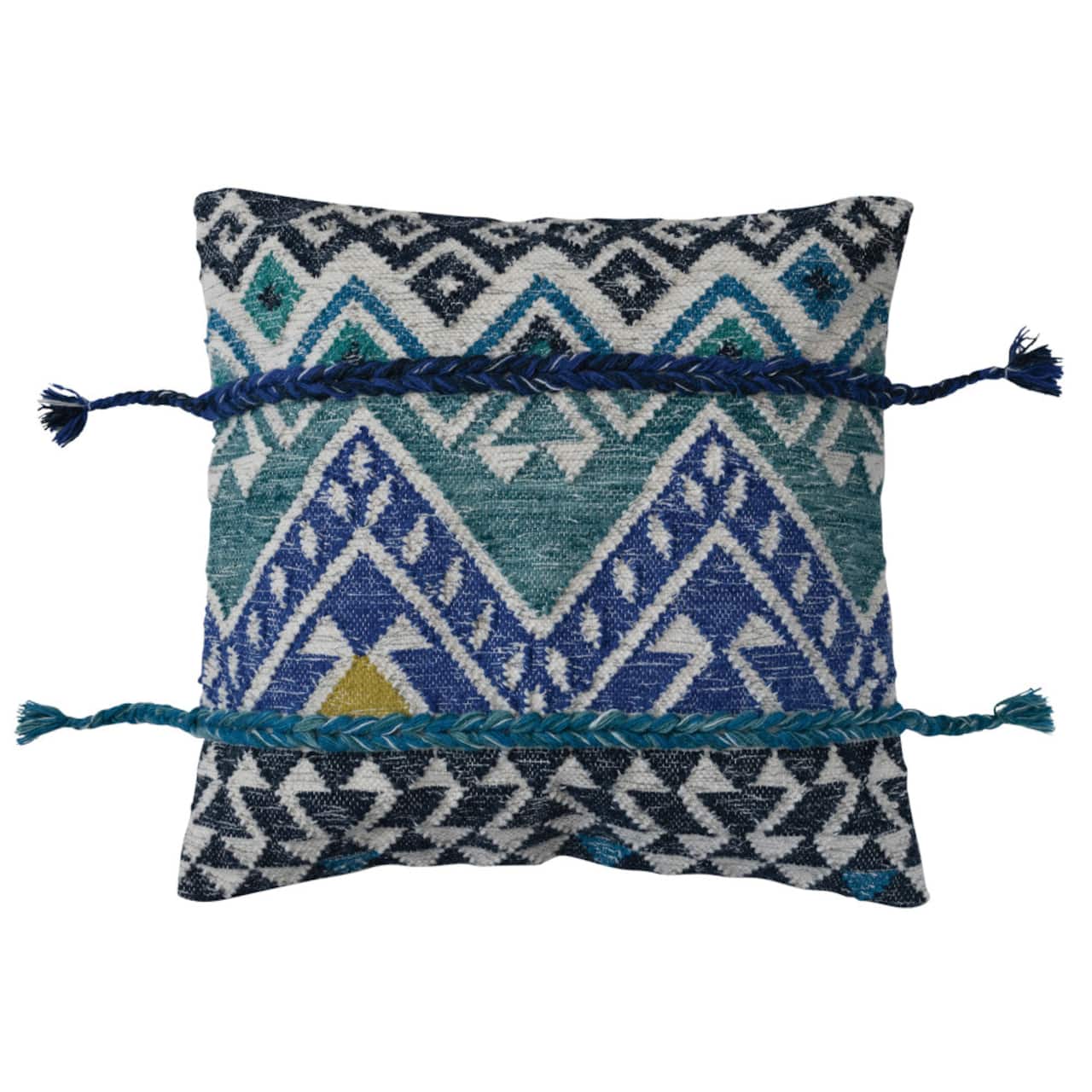 Hello Honey® Multicolor Ikat Pattern Global Wool & Cotton Throw Pillow with Tassels